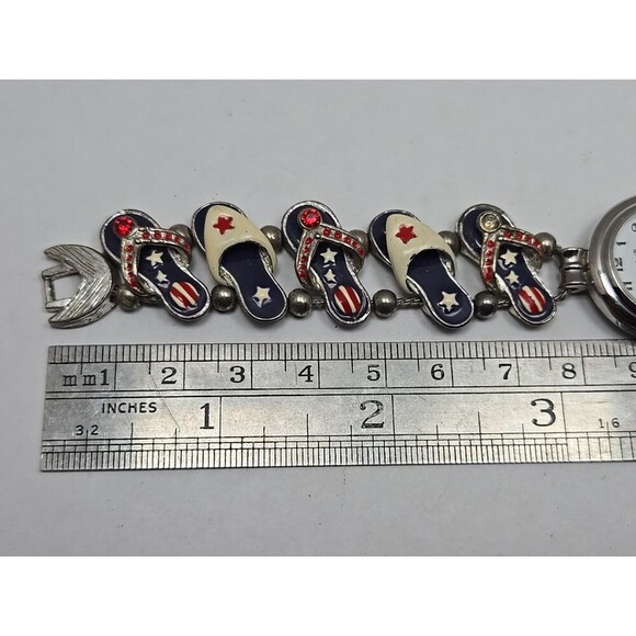 Jennie B Avon Patriotic Flip Flops Charm Bracelet Watch New Battery USA Beach - Picture 8 of 9